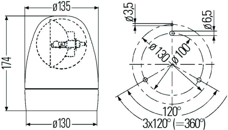 Hella — Hella Rotating Beacon H12V Yellow Mg12 2Rl - view 5