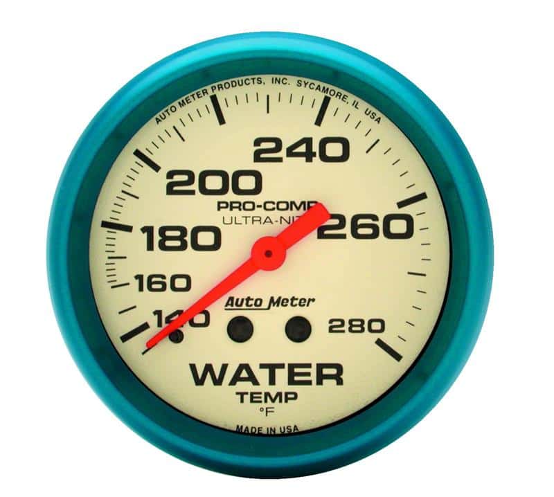 AutoMeter — Autometer Ultra-Nite 2-5/8in 140-280 Degree Liquid Filled Mechanical Glow In Dark Water Temp Gauge
GA 2.6" WT 280F L UN - view 1