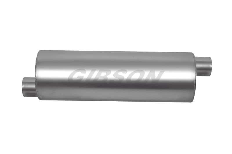 Gibson — Gibson SFT Superflow Offset/Offset Round Muffler - 8x19in/2.5in Inlet/3in Outlet - Stainless
Muffler - view 1