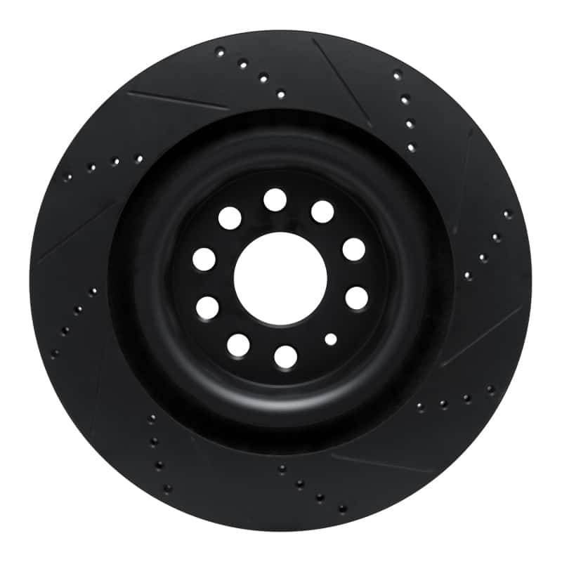 R1 Concepts — R1 12-21 Tesla Model X Rear Left Drilled & Slotted Black Brake Rotor
R1 Brake Rotor Drill - view 5