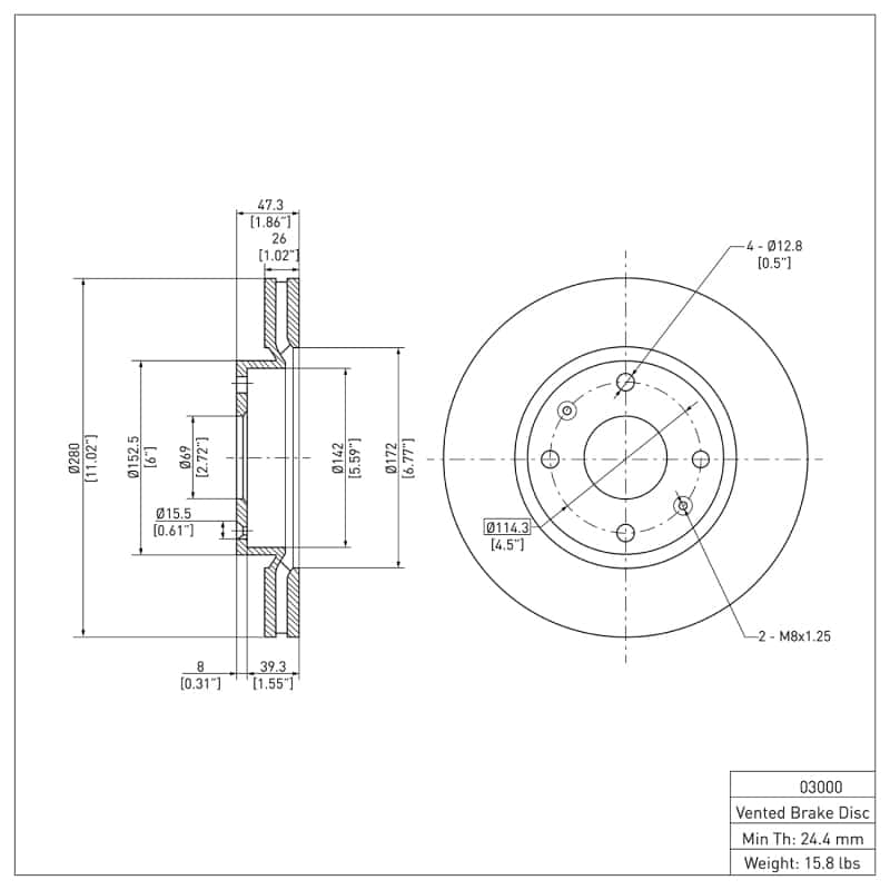 DFC — DFC 02-06 Hyundai Sonata Front GeoSPEC Coated Rotor
DFC Brake Rotor - view 6