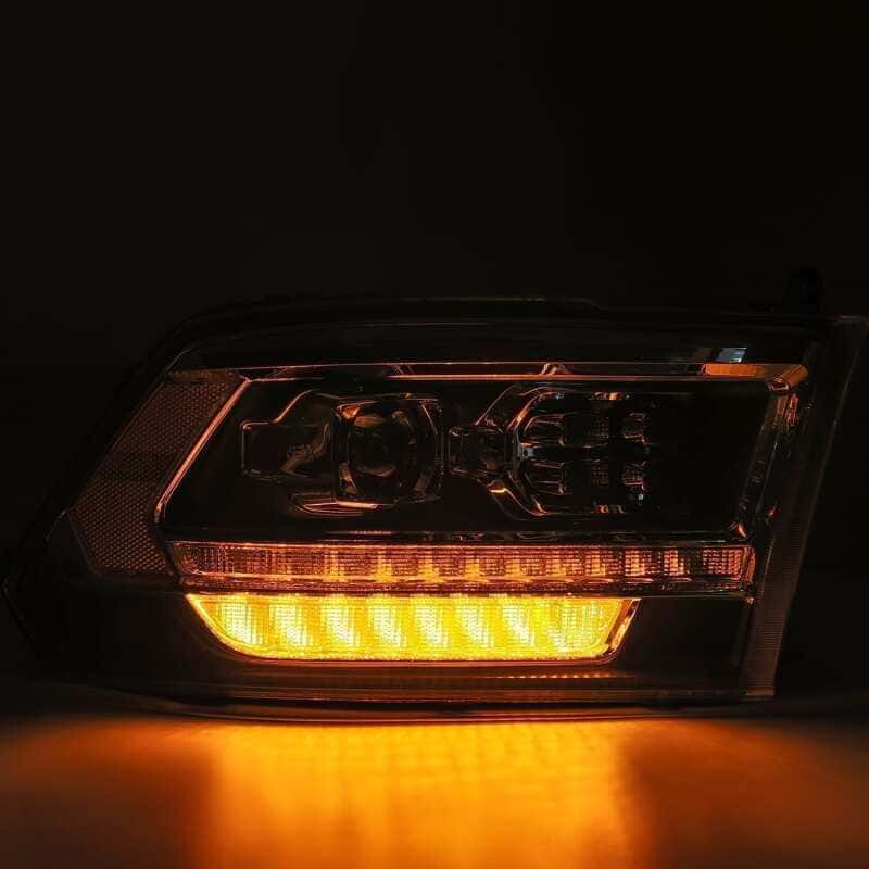 AlphaRex — AlphaRex 09-18 Dodge Ram 1500HD PRO-Series Proj Headlight Plnk Style Blk w/Chrm Acc w/Seq Signal/DRL
Projector Headlights - view 4