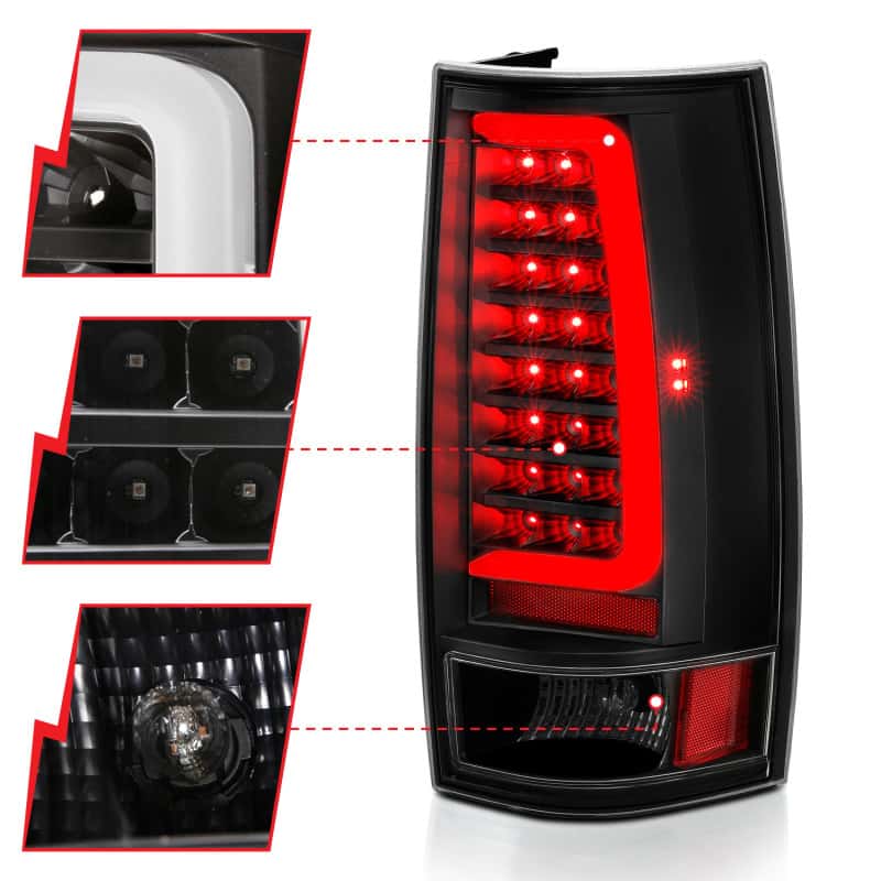 ANZO — ANZO 2007-2014 Chevy Tahoe LED Taillight Plank Style Black w/Clear Lens - view 4
