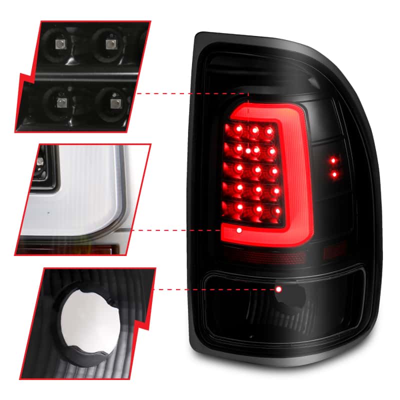 ANZO — ANZO 1997-2004 Dodge Dakota LED Taillights Black Housing Smoke Lens Pair - view 10