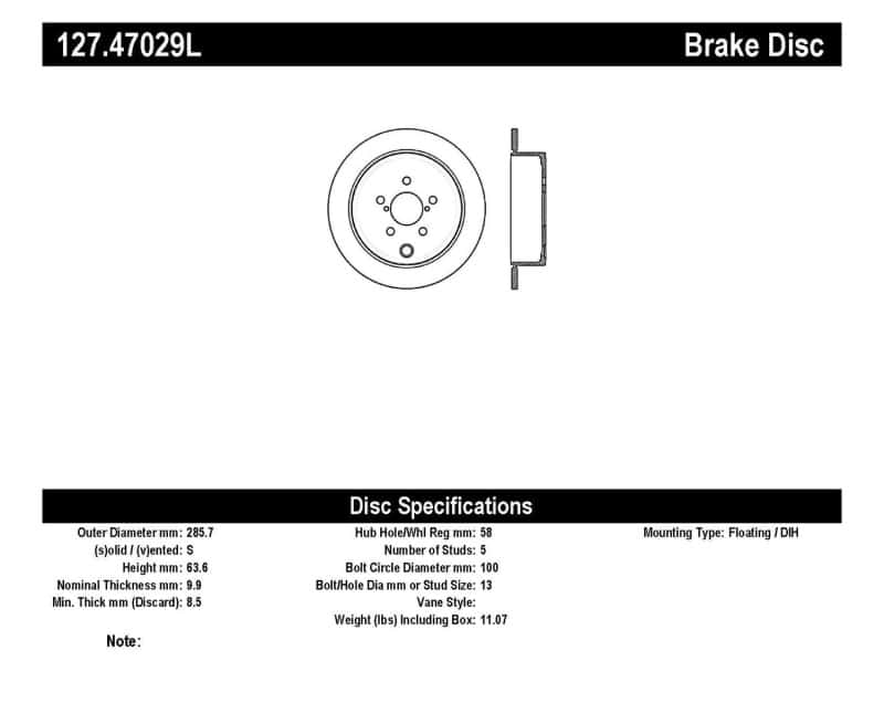 Stoptech — StopTech 08-10 Impreza WRX (Exc STi)/08-10 Impreza Coupe/Sedan Slotted & Drilled Left Rear Rotor
Disc Brake Rotor
Slot/Drill Rotor - view 6