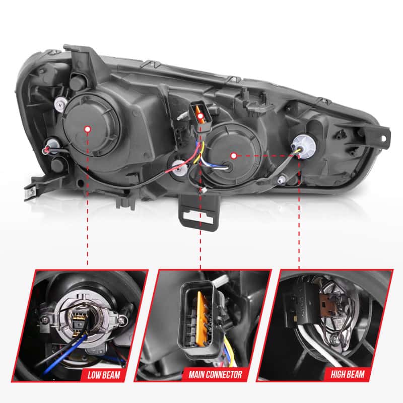 ANZO — ANZO 2008-2015 Mitsubishi Lancer Projector Headlights w/ Halo Black (CCFL)
Head Light Set
HdLtSet - view 12