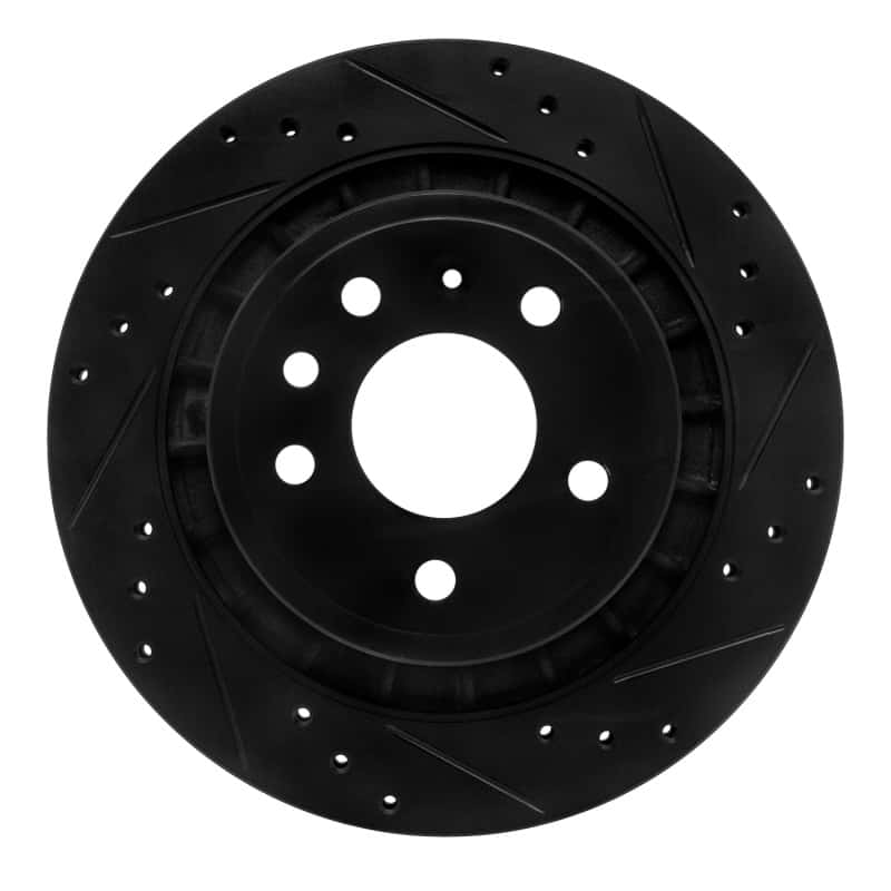 R1 Concepts — R1 02-10 Saab 9-5 Rear Right Drilled & Slotted Black Brake Rotor
R1 Brake Rotor Drill - view 1