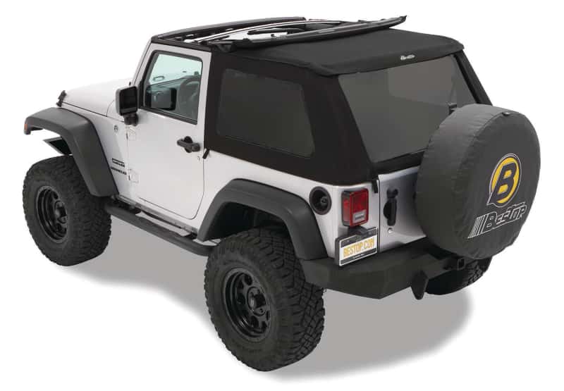 Bestop — Bestop 07-18 Jeep Wrangler JK 2-Door A-Top Trektop (Prem Blk Twill Tinted Windows No Door Skins)
Replace-A-Top TT - view 1