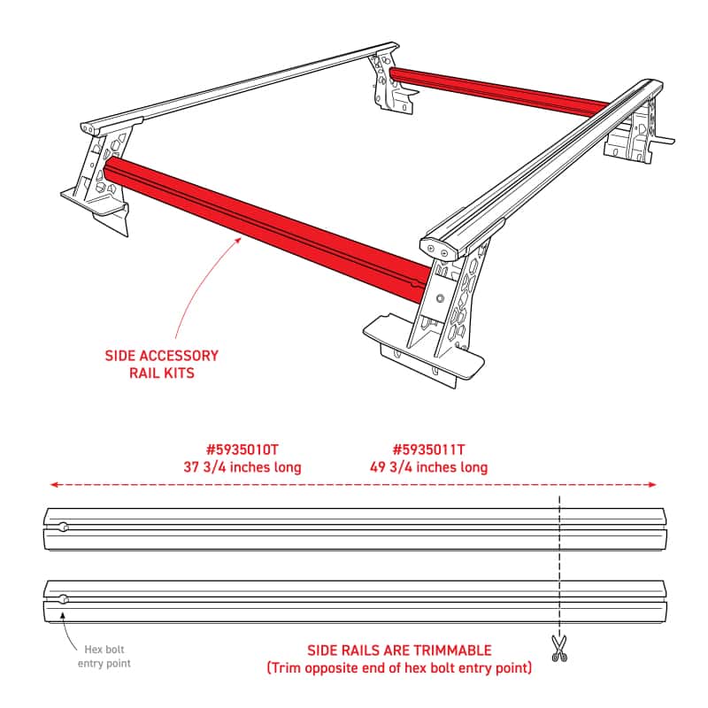 Go Rhino — Go Rhino Universal XRS 37 3/4 Cross Rail Accessory Set - Tex. Black
Side Rail Kit 37 3/4 - view 3