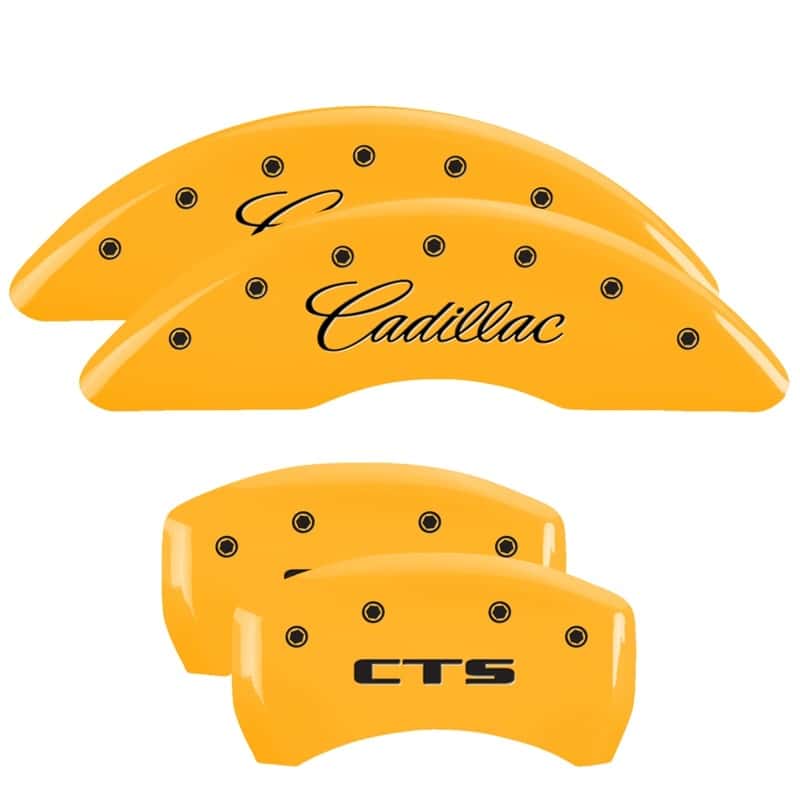 MGP — MGP 4 Caliper Covers Engraved Front Cursive/Cadillac Engraved Rear CTS Yellow finish black ch
Caliper Covers - view 1