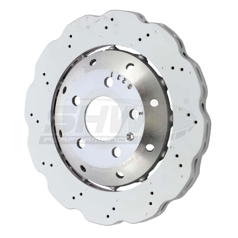 SHW Performance — SHW 13-15 Audi RS5 4.2L Rear Drilled-Dimpled Lightweight Wavy Brake Rotor (8T0615601A) - view 2