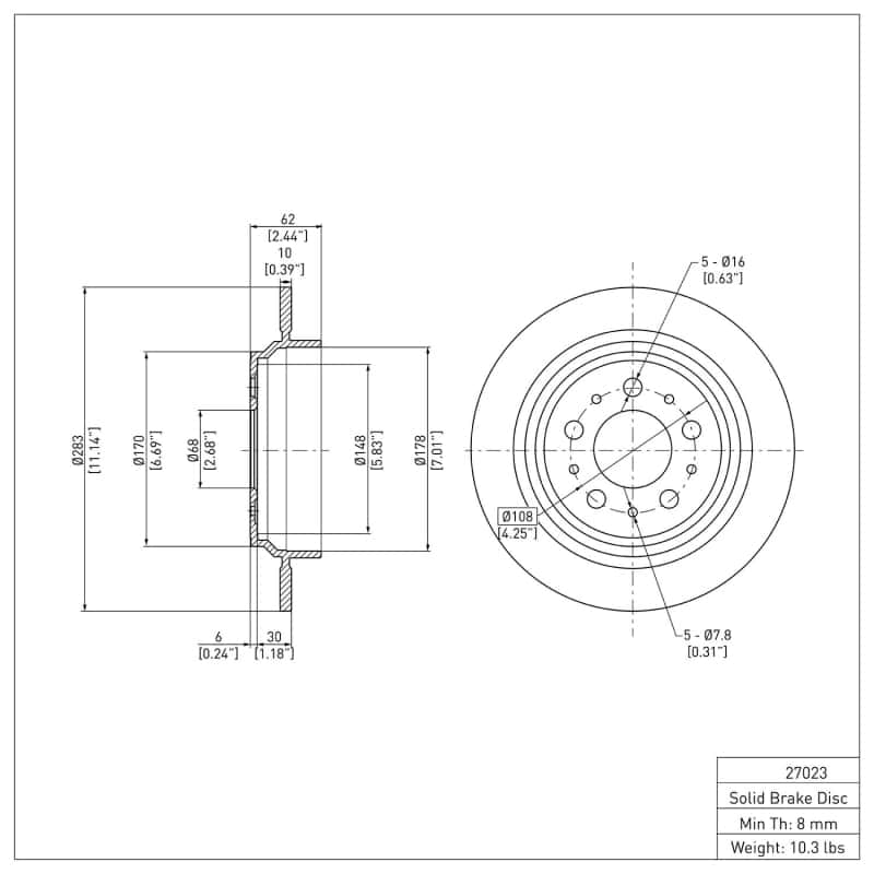 DFC — DFC 98-00 Volvo S70/V70 Rear Brake Rotor
DFC Brake Rotor - view 6