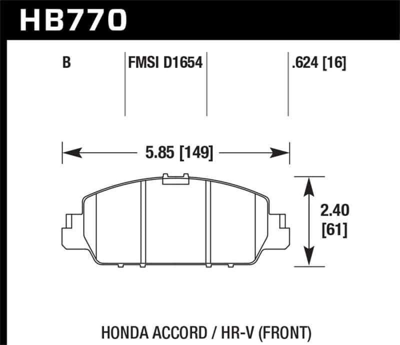 Hawk Performance — Hawk 13-17 Honda Accord HPS 5.0 Front Brake Pads
Disc Brake Pad - view 2