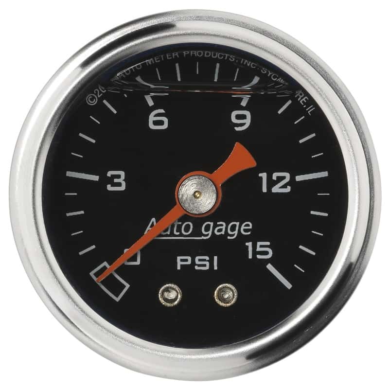 AutoMeter — Autometer AutoGage 1.5in Liquid Filled Mechanical 0-15 PSI Fuel Pressure Gauge - Black
Ga Press 15psi Blk - view 1
