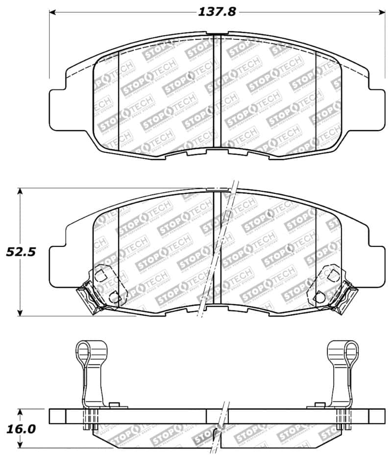Stoptech — StopTech Performance 98-02 Honda Accord Coupe/Sedan 4cyl Rear Drum/Disc Front Brake Pads
Sprt Brk Pad W/Hdwr - view 2