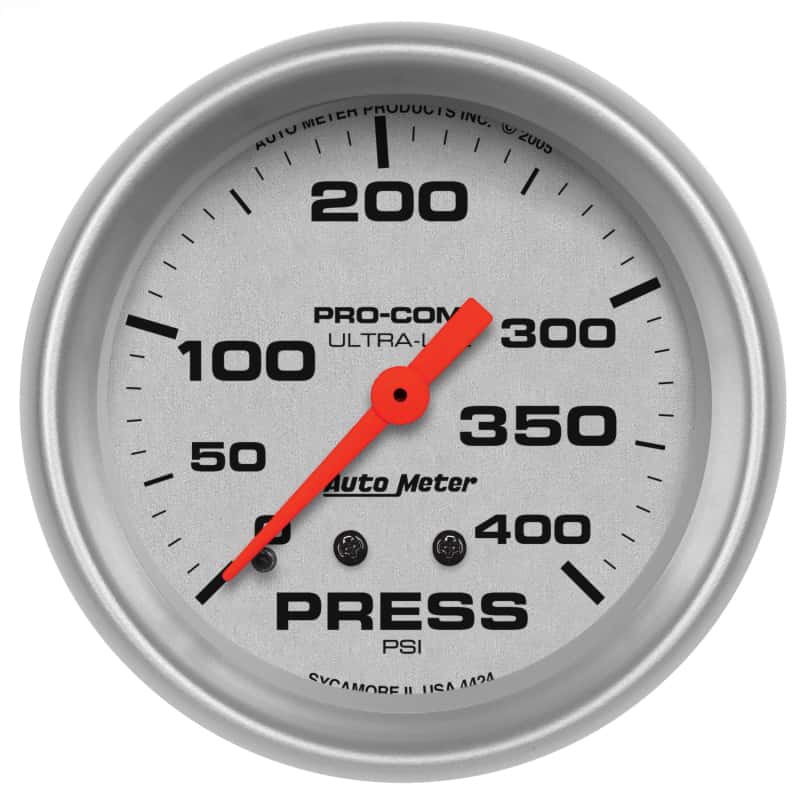AutoMeter — Autometer Ultra-Lite 66.7mm Mechanical 0-400 PSI Pressure Gauge
2-5/8" PRESS GA, 0-4 - view 2