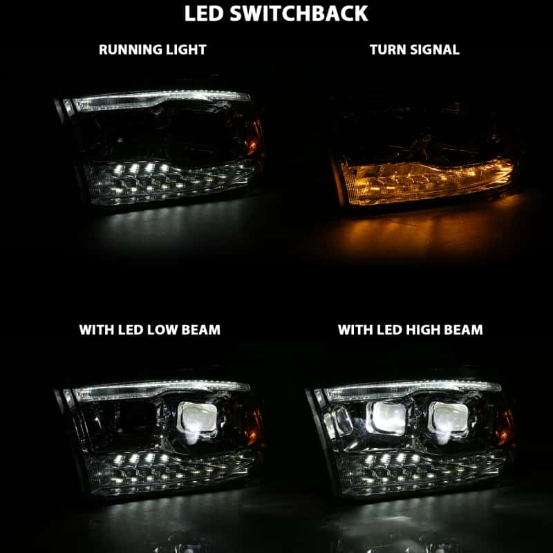 ANZO — ANZO 2009-2018 Dodge Ram 1500 Led Projector Plank Style Switchback H.L Halo Chrome Amber (OE Style)
Head Light Set - view 15