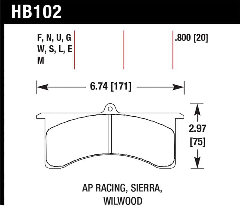 Hawk Performance — Hawk AP Racing 6 / Wilwood DTC-30 Brake Pads
Disc Brake Pad - view 1
