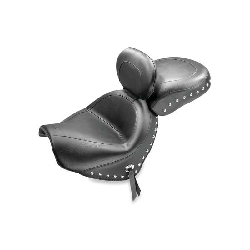 Mustang Motorcycle — Mustang 09-21 Suzuki Boulevard C50/C50T Standard Touring 2PC Seat w/Driver Backrest w/Studs - Black - view 2