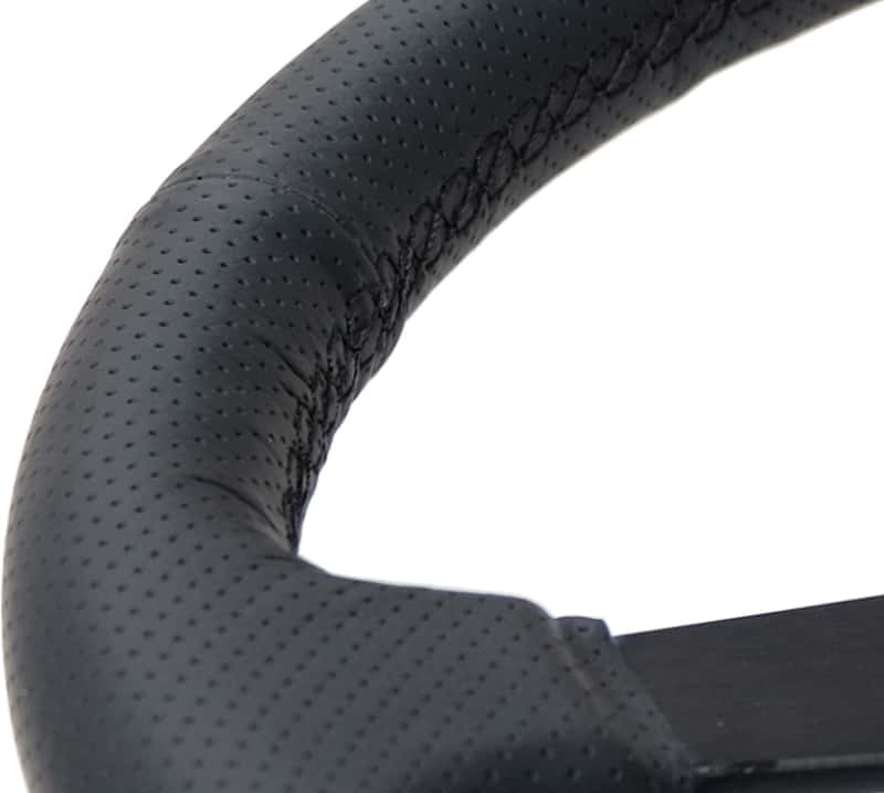NRG — NRG Sport Steering Wheel (350mm / 1.5in Deep) Black Leather Black Stitch w/Matte Black Solid Spokes - view 4