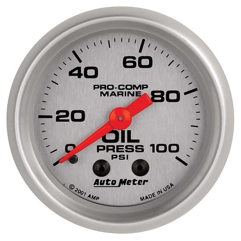 AutoMeter — Autometer Marine Silver Oil Pressure 2 1/16in 100 psi Mechanical Gauge
GA 2" OP 100PSI M MS - view 2