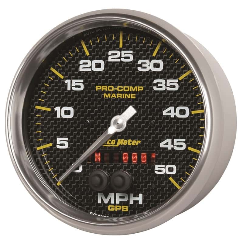 AutoMeter — Autometer Speedometer Gauge 5 inch 50MPH GPS Marine Carbon Fiber
5" SPD GPS 50 MCF - view 5
