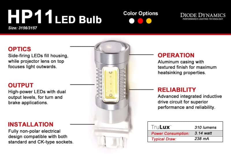 Diode Dynamics — Diode Dynamics 3157 LED Bulb HP11 LED - Amber (Single) - view 4