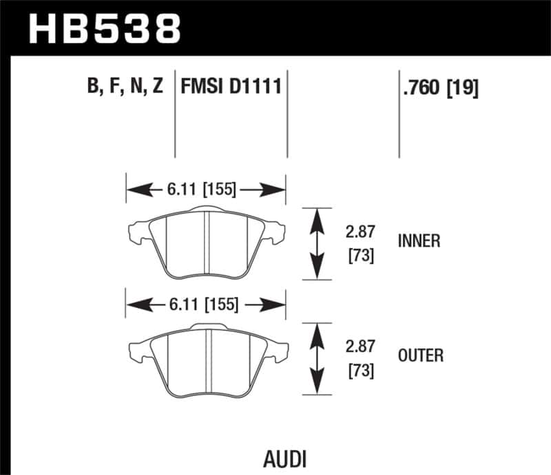 Hawk Performance — Hawk 2009-2009 Audi A4 Cabriolet HPS 5.0 Front Brake Pads
Disc Brake Pad - view 2