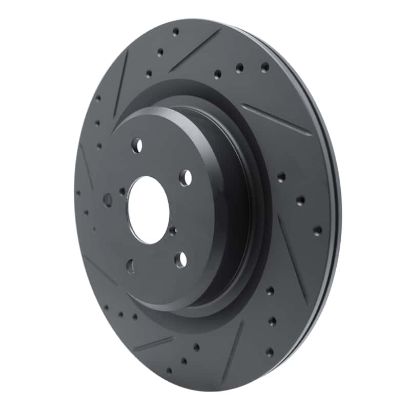 R1 Concepts — R1 -25 Subaru Ascent Rear Left Drilled & Slotted Black Brake Rotor
R1 Brake Rotor Drill - view 2