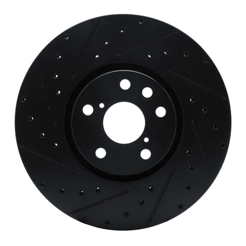 R1 Concepts — R1 06-20 Lexus GS350 Left Front Drilled & Slotted Black Brake Rotor - view 1