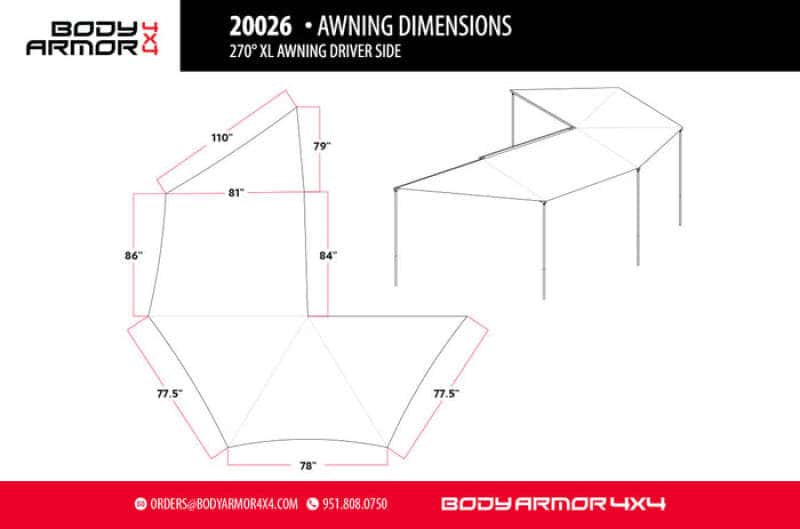 Body Armor 4x4 — Body Armor 4x4 Sky Ridge 270XL Awning Driver Side w/ Mounting Brackets
Sky Ridge Awning - view 2