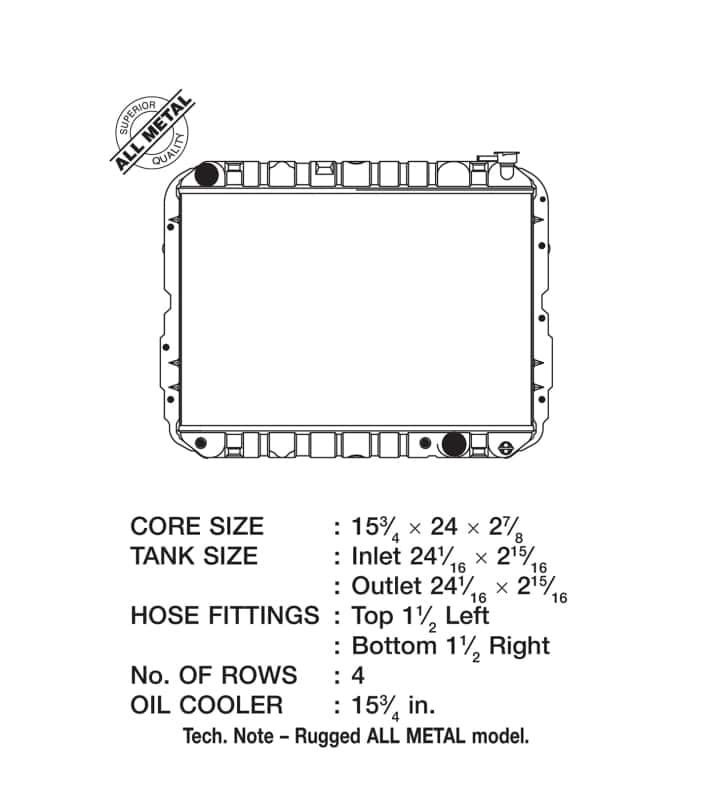 CSF — CSF 81-87 Toyota Landcruiser 4.2L A/T 4 Row All Metal Radiator
CSF Radiator - view 5