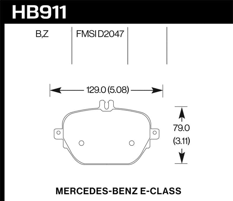 Hawk Performance — Hawk 17-18 Mercedes-Benz E43 AMG 4Matic 3.0L/ 2018 Mercedes-Benz E400 HPS 5.0 Street Rear Brake Pads
Disc Brake Pad - view 2