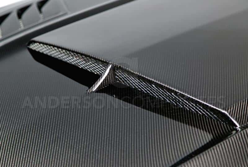 Anderson Composites — Anderson Composites 15-17 Ford Mustang (Excl. GT350/GT350R) Ram Air Double Sided Hood - view 4