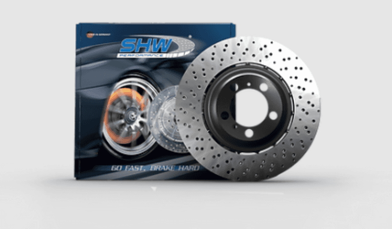 SHW Performance — SHW 18-19 Porsche 911 Carrera 4 GTS w/o Ceramics Right Front Drill-Dimp LW Brake Rotor (9P1615302) - view 2