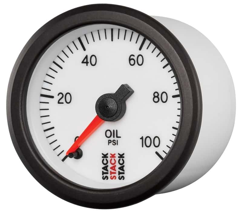 AutoMeter — Autometer Stack 52mm 0-100 PSI 1/8in NPTF Male Pro Stepper Motor Oil Pressure Gauge - White
Ga OP Stpr W 100psi - view 1