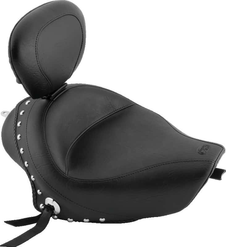 Mustang Motorcycle — Mustang 04-21 Harley Sportster 3.3 Wide Stud Touring Solo Seat w/Driver Backrest - Black - view 1