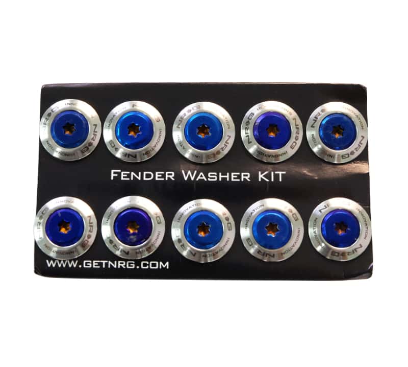 NRG — NRG Fender Washer Kit (TI Series) M6 Bolts/SS For Plastic (Silver Washer/TI Burn Screw) - Set of 10 - view 1
