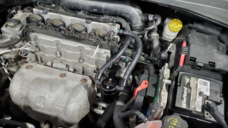 J&L — J&L 14-22 Jeep Cherokee 2.4L / 15-21 Jeep Renegade  Driver Side Oil Separator 3.0 - Blk Anodized
Oil Separator - view 2