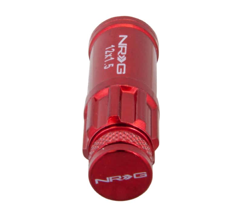 NRG — NRG 700 Series M12 X 1.5 Steel Lug Nut w/Dust Cap Cover Set 21 Pc w/Locks & Lock Socket - Red - view 5