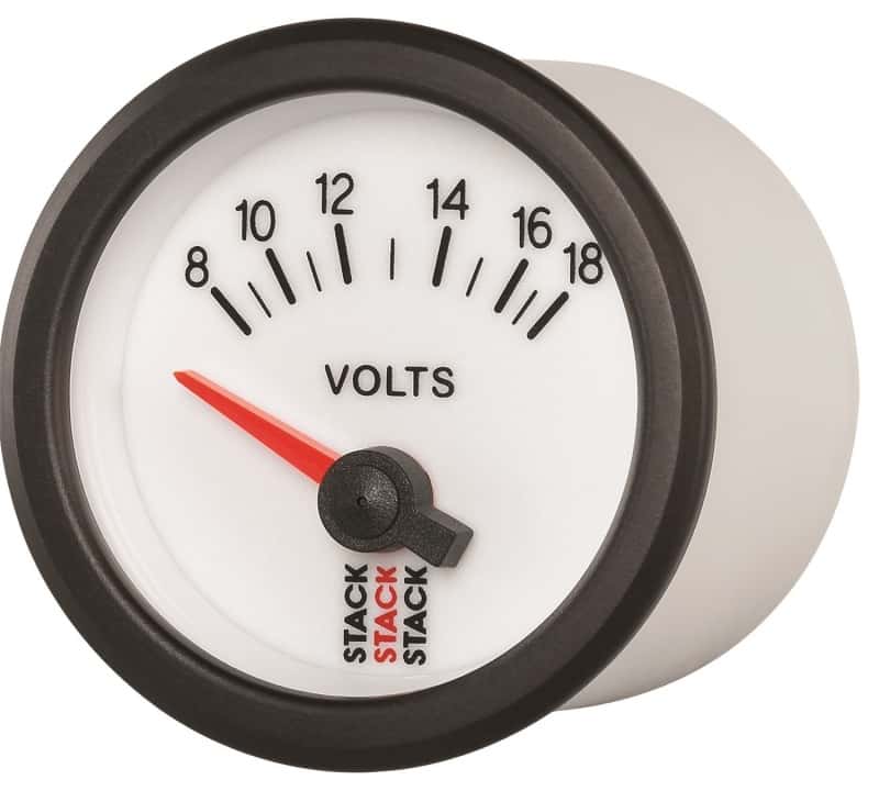 AutoMeter — Autometer Stack 52mm 8-18V Electric Battery Voltage Gauge - White
Ga Volt Elec Wht 18v - view 2