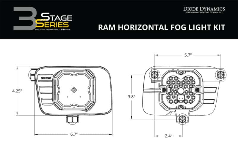Diode Dynamics — Diode Dynamics SS3 Pro Type Ram Horiz Kit ABL - White SAE Fog - view 9