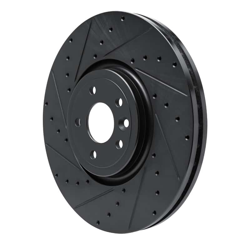 R1 Concepts — R1 16-24 Jaguar XF Front Left Drilled & Slotted Black Brake Rotor
R1 Brake Rotor Drill - view 2