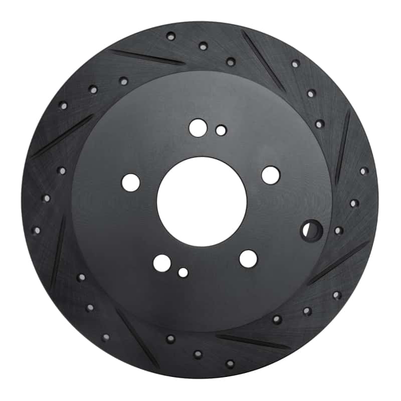 R1 Concepts — R1 04-11 Mitsubishi Endeavor Rear Right Drilled & Slotted Black Brake Rotor
R1 Brake Rotor Drill - view 1