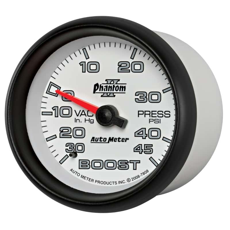AutoMeter — Autometer Phantom II 2-5/8in 30INHG-45PSI Phantom Mechanical Boost/Vacuum Gauge
2-5/8" BOOST-VAC, 30 - view 8