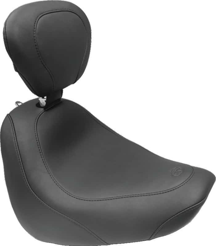 Mustang Motorcycle — Mustang 15-21 Harley Freewheeler Standard Touring Deluxe 1PC Seat w/Driver Backrest - Black - view 2