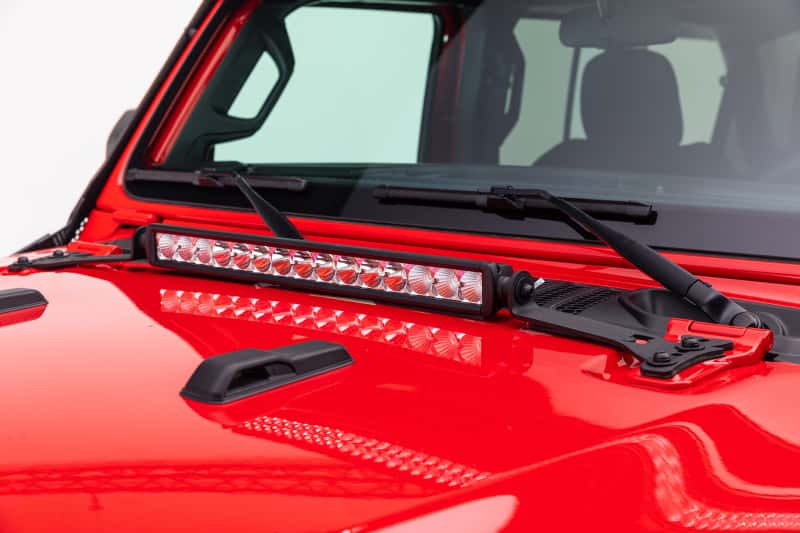 Go Rhino — Go Rhino 18-20 Jeep Wrangler JL/JLU/Gladiator JT Light Mount - 20in Single Row
Hood Hinge Mount - view 3