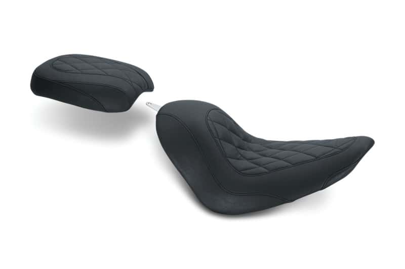 Mustang Motorcycle — Mustang 06-17 Harley Softail Wide Tire (200mm) Tripper Passenger Seat Diamond Stitch - Black - view 1