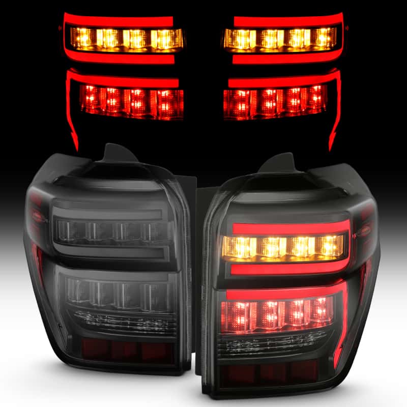 ANZO — ANZO 2014-2020 Toyota 4Runner T.L Black Housing Smoke Lens Red Light Bar W/Sequential
Tail Light Set - view 2