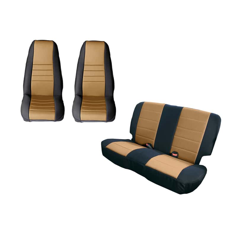 Rugged Ridge — Rugged Ridge Seat Cover Kit Black/Tan 80-90 Jeep CJ/YJ
Seat Cover - view 2